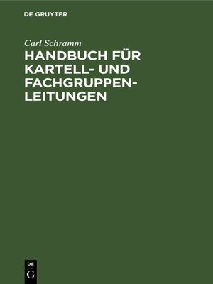 cover image of Handbuch für Kartell- und Fachgruppen-Leitungen